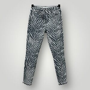 7 For All Mankind Jeans Womens 26 Gray Zebra Pattern Super Stretch Skinny